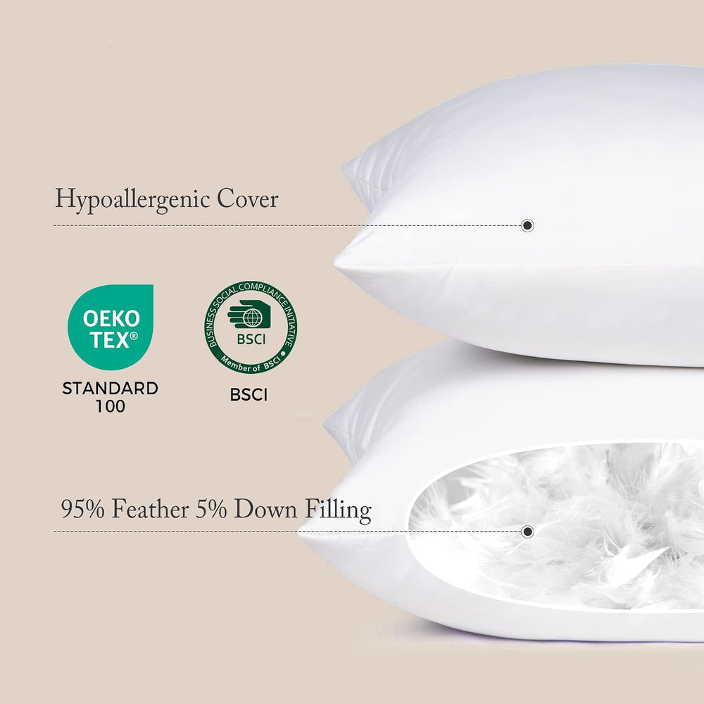 puredown® 20x20 Pillow Inserts, Feather Down Filled for Support, Set of 2