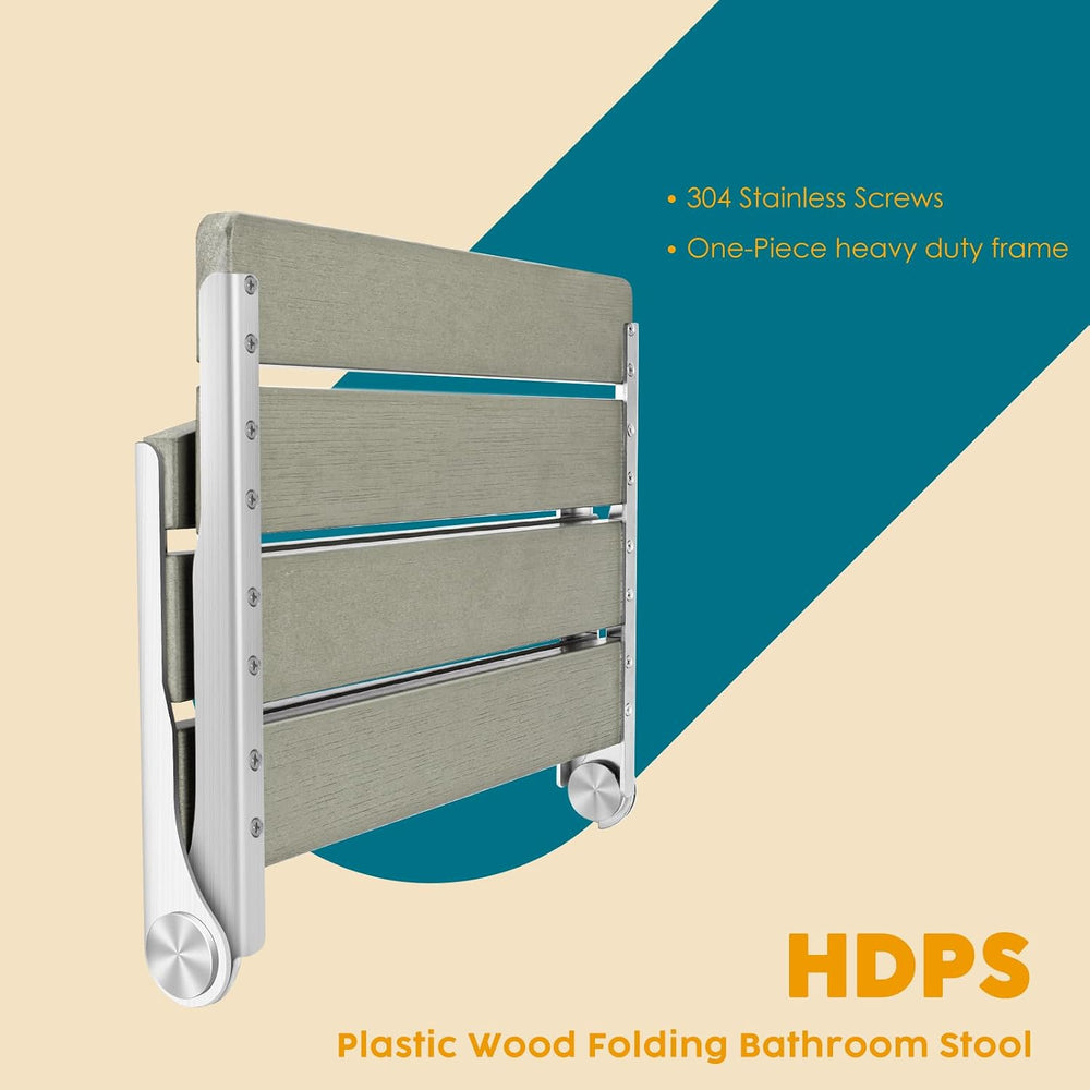Folding Shower Seat, 16" Folding Shower Seat Wall Mounted, Grey