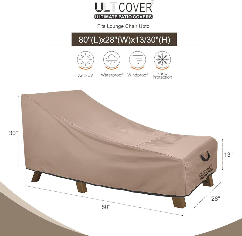 ULTCOVER Outdoor Chaise Lounge Cover 2 Pack, 80L x 28W x 30H in