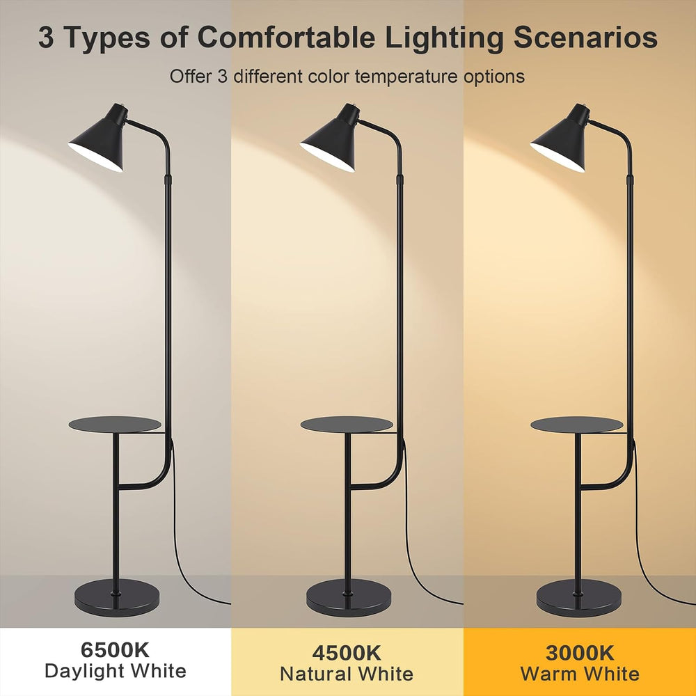 Black Floor Lamp with Shelf, Dimmable LED Reading Standing Lamp
