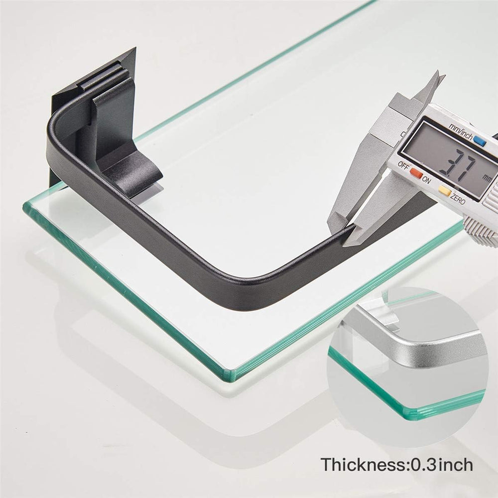 VOLPONE Glass Bathroom Shelf with Towel Bar 15.7in Bathroom Wall Shelves Rust...