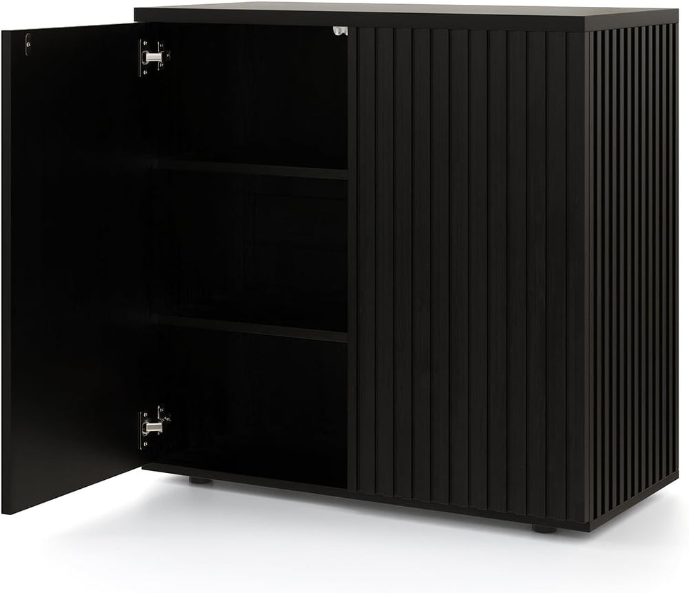 31.5" Fluted Buffet Cabinet, Adjustable Shelf, Black