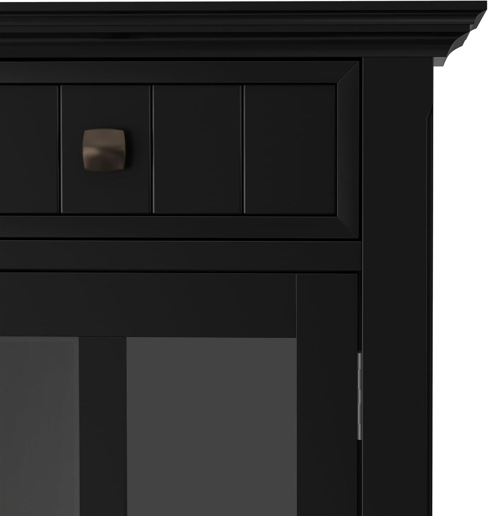 SIMPLIHOME Acadian 36" Wide Solid Wood Cabinet in Black