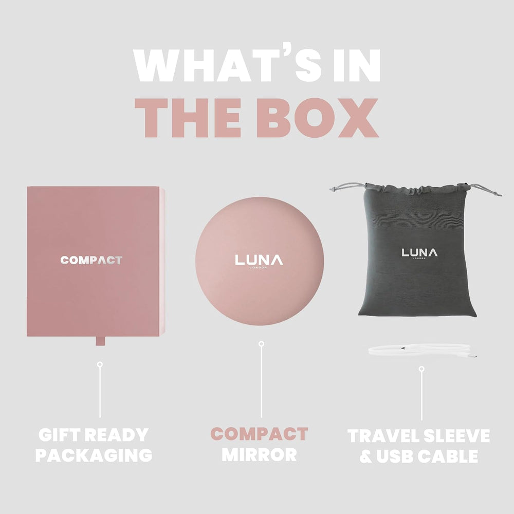 LUNA London Compact Travel Mirror | Travel Makeup Mirror with Light | LED Lig...