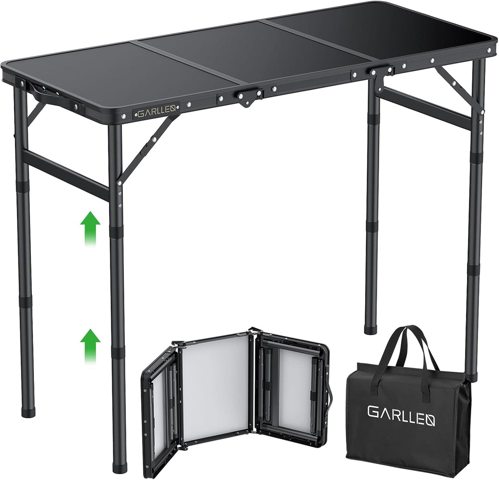 GARLLEN Folding Camping Table 34.2"Lx15.7"W 3 Adjustable Height Tru...