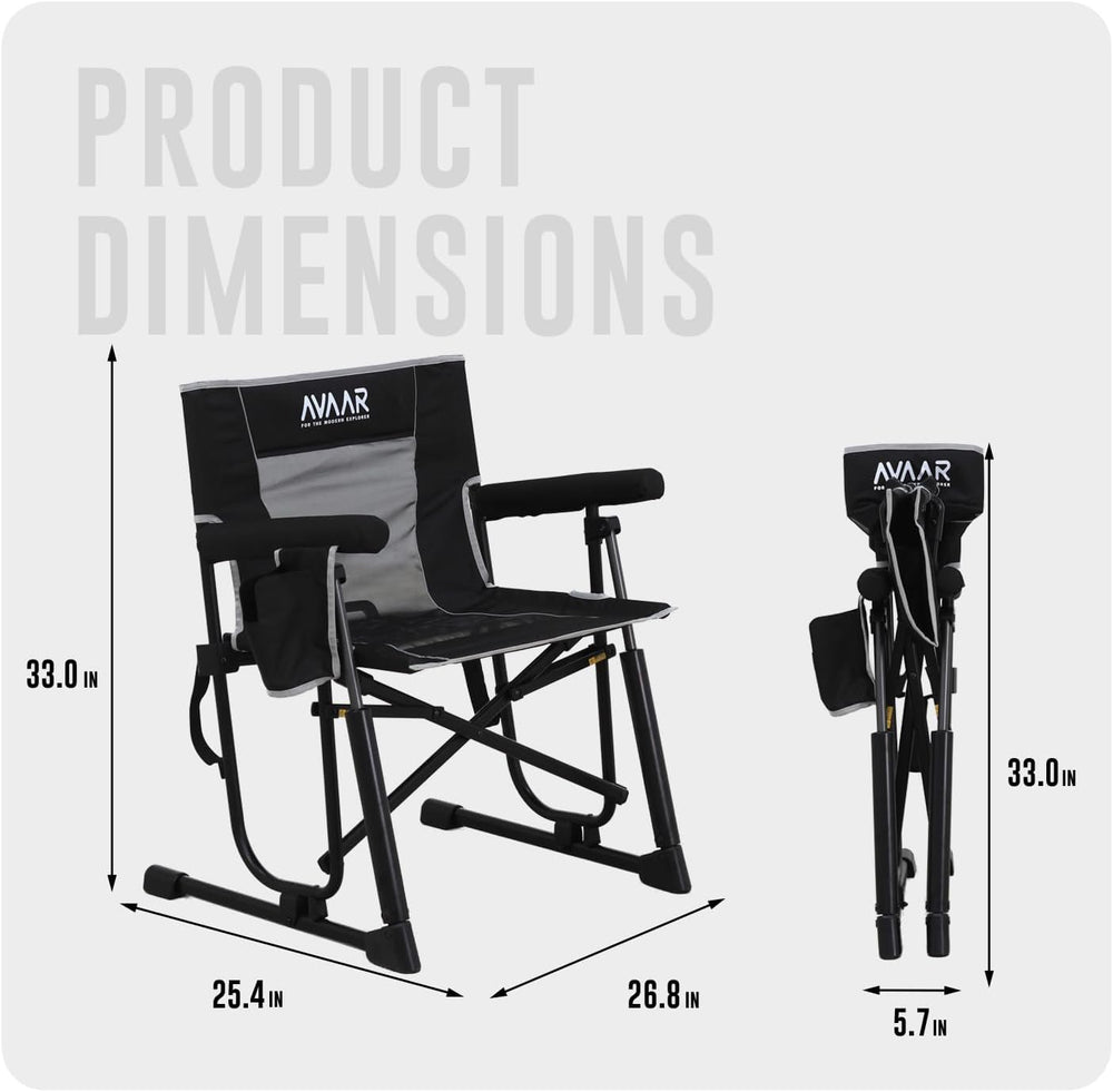 Go-Flow Compact Rocking Camping Chair,Durable Armrests,Drink Holder & Com...