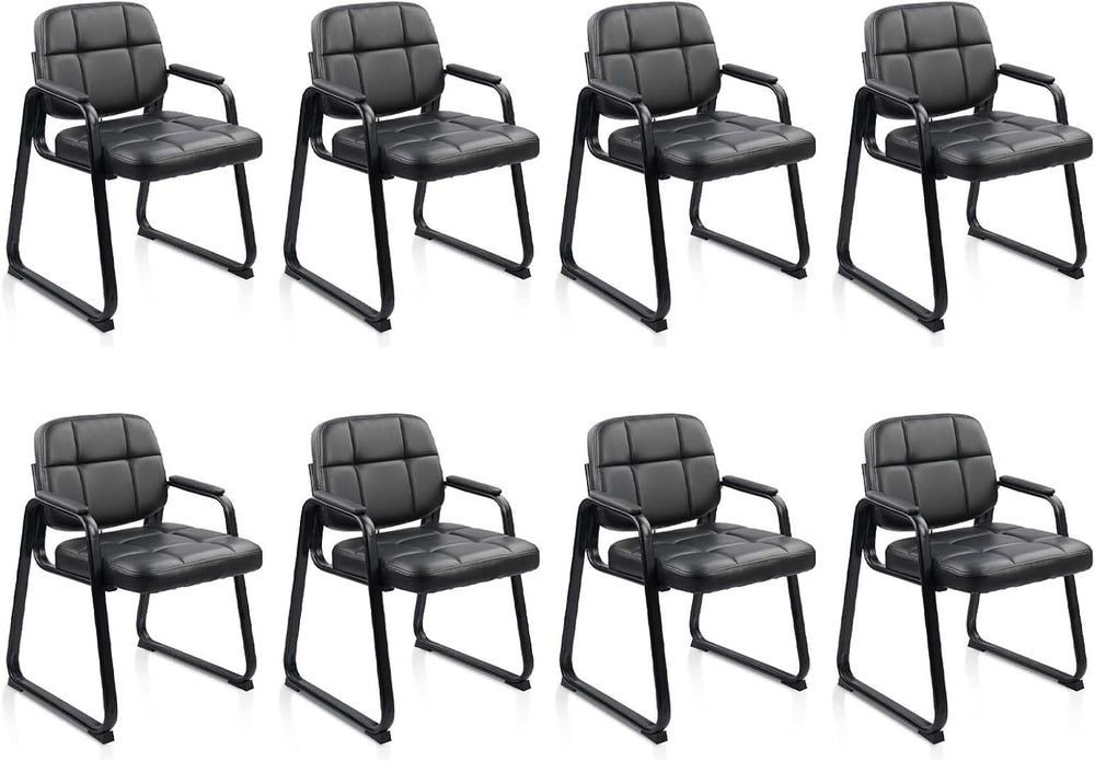 CLATINA Waiting Room Guest Chair with Bonded Leather Padded Arm Rest for Offi...