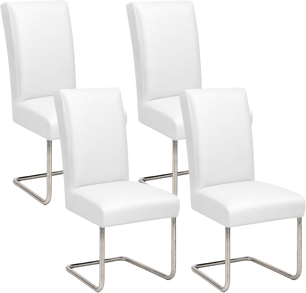 Leather Chair Covers for Dining Chairs Set of 4 Waterproof, White