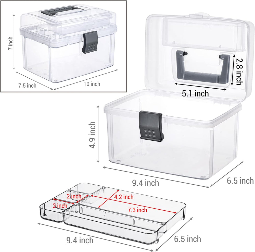 MyGift Clear First Aid Kit Box with Tray, Portable Medicine Storage