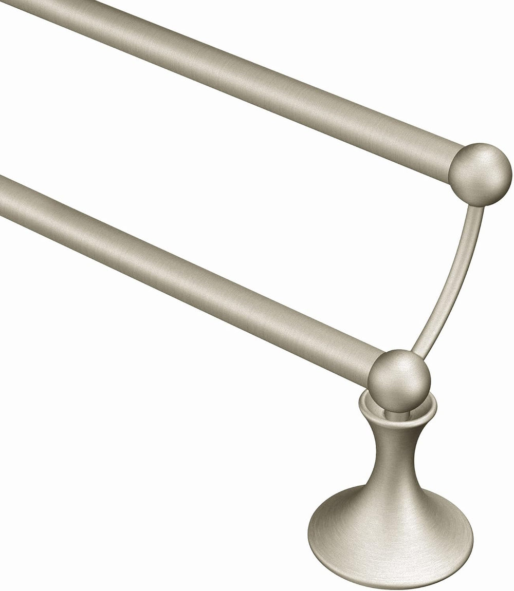 Moen Lounge Collection Brushed Nickel 24-Inch Double Towel Bar, Wall Mounted ...