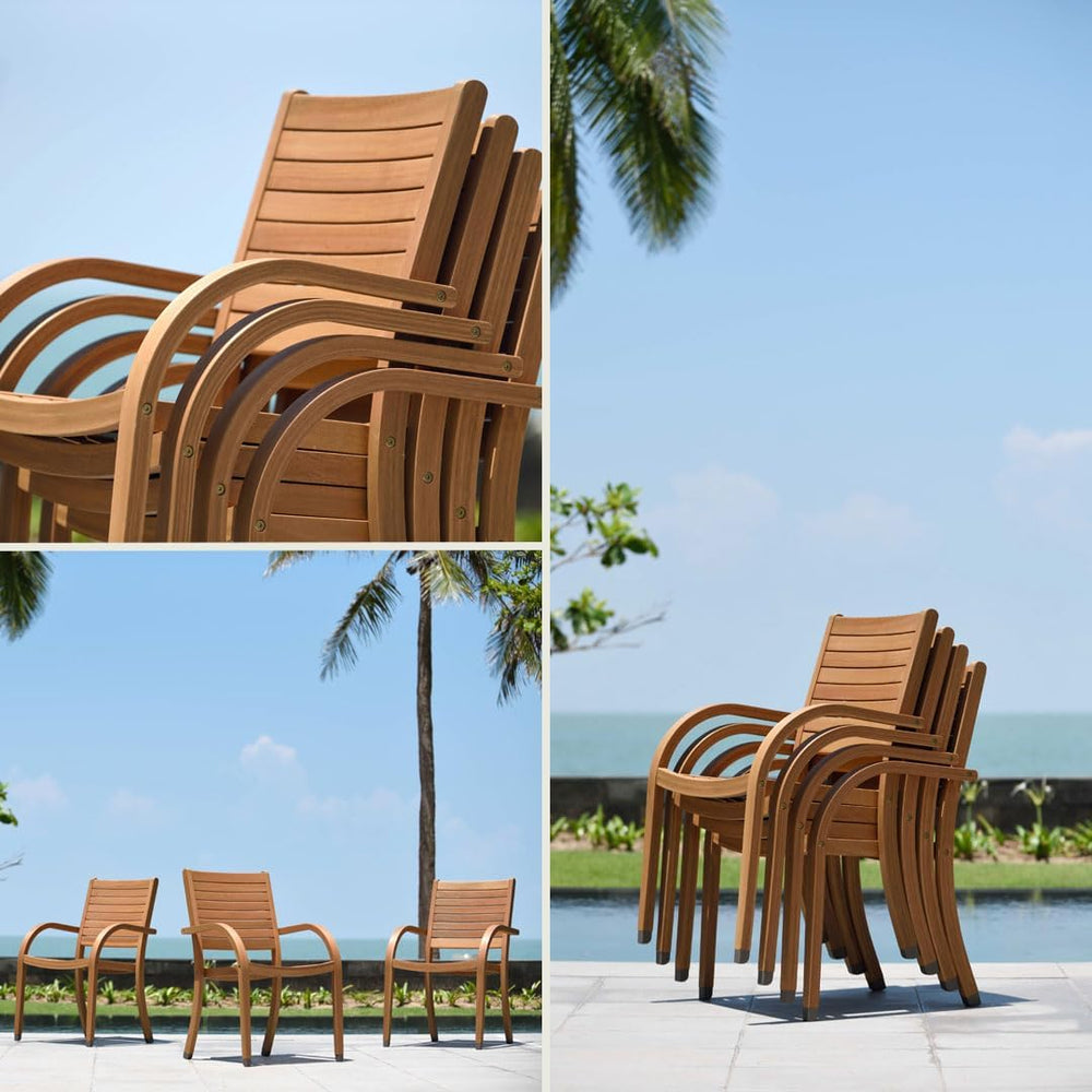 Amazonia Berlin 9-Piece Teak Finish Rectangular Extendable Patio Dining Set