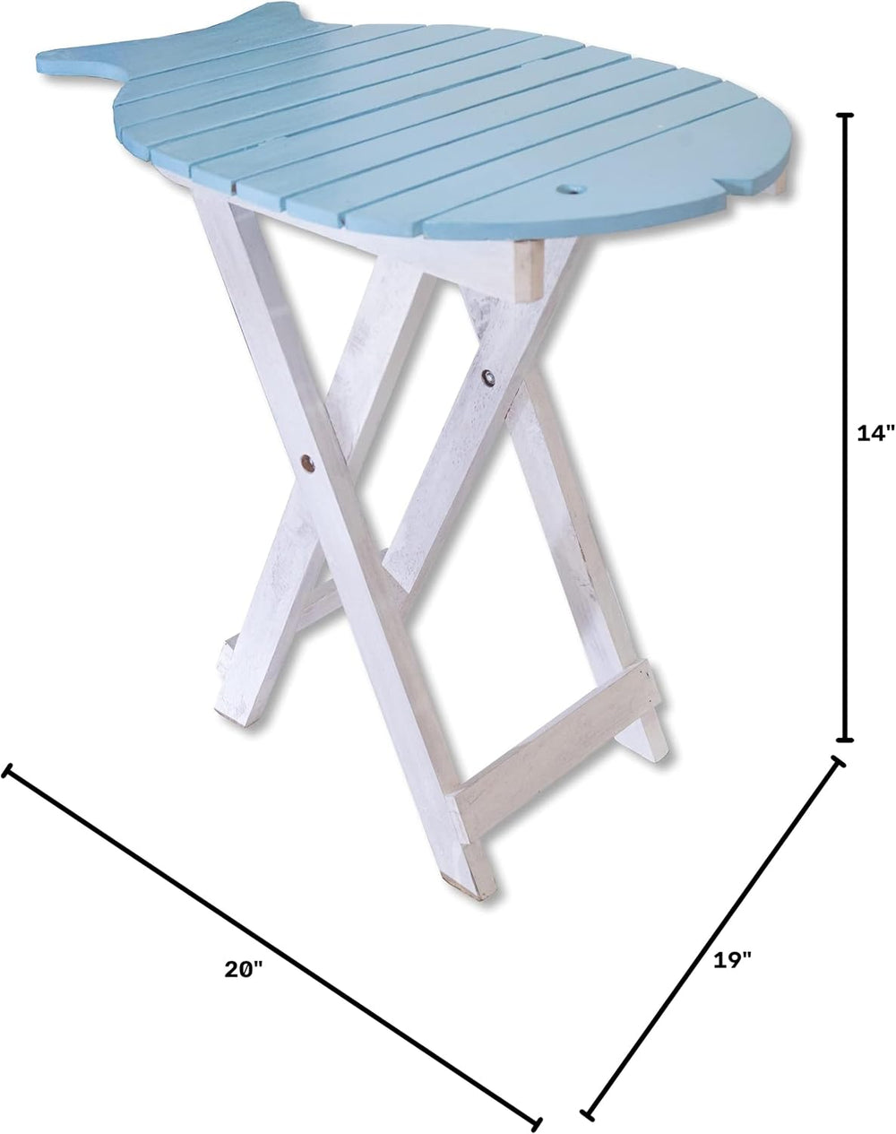 Beachy Folding Table - Fish Light Blue 19 x 20 x 14