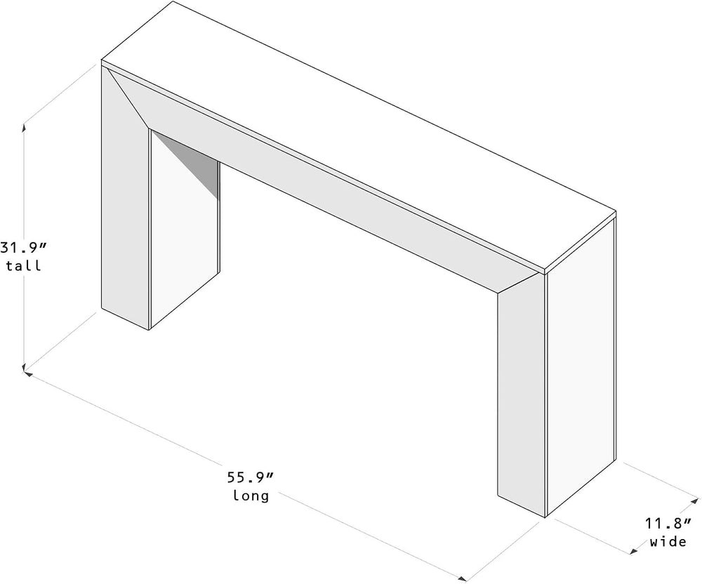 Plank+Beam Grand Console Table, 56 Inch, Black Wirebrush