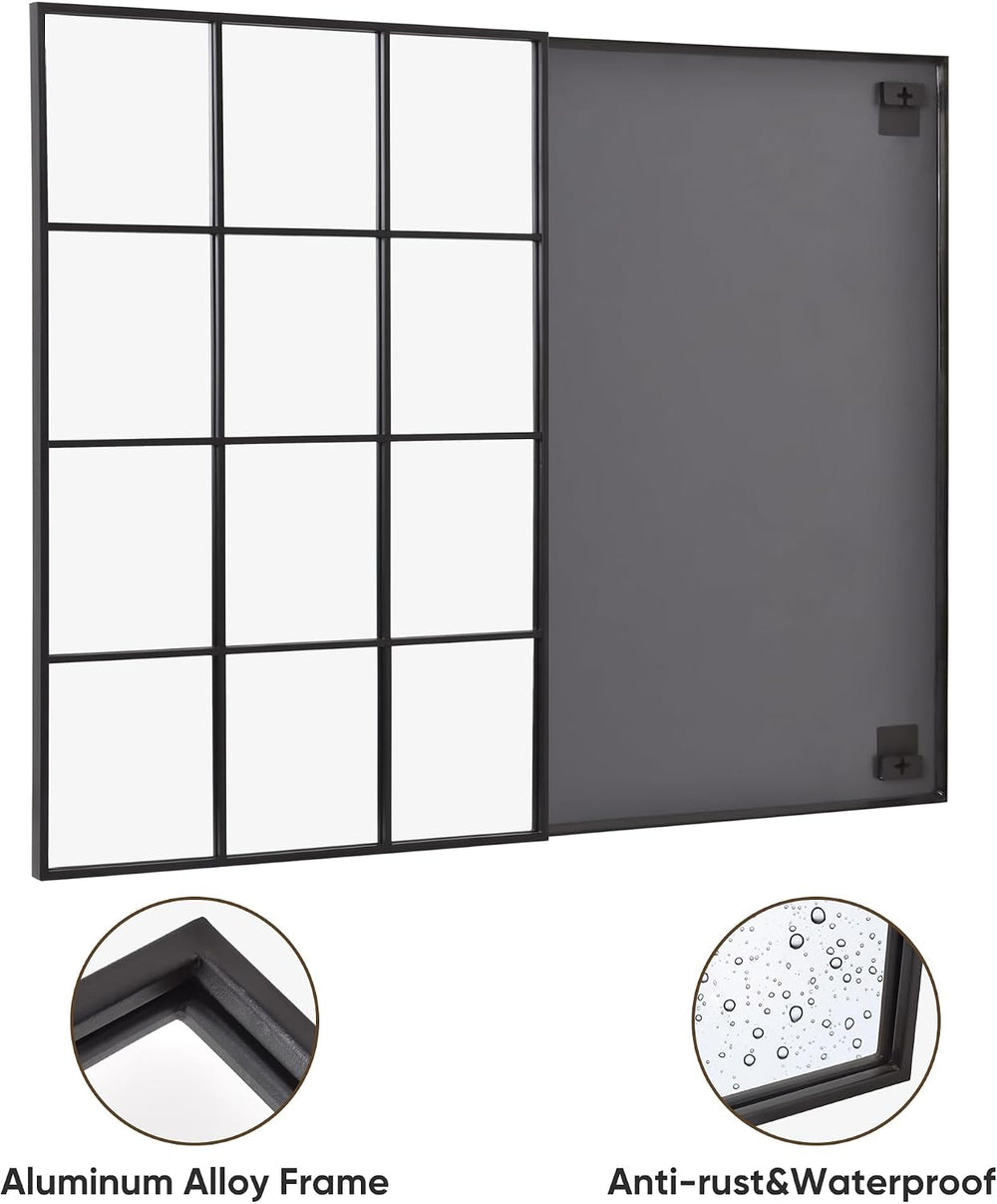 Suidia Wall Mirror, 30" x 40" Window Decorative Mirrors, Metal Fram...