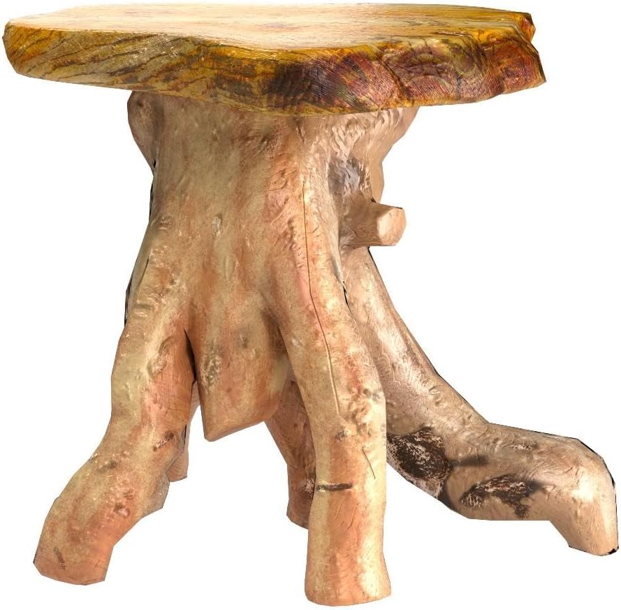 WELLAND Solid Wood Pedestal End Table, 19" H Rustic Accent Table