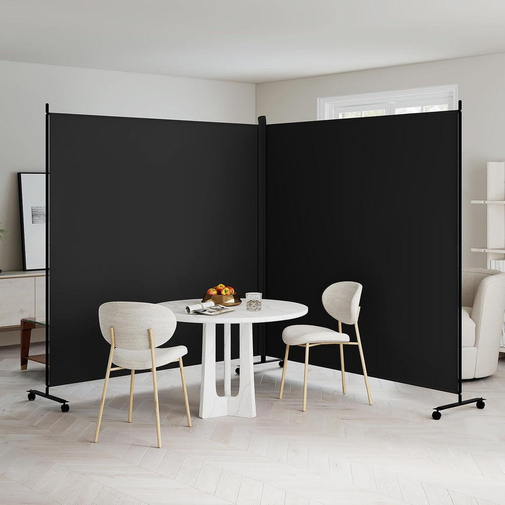 Kokorona 2 Panel Room Divider, 6FT Tall Rolling Privacy Screen with Lockable ...