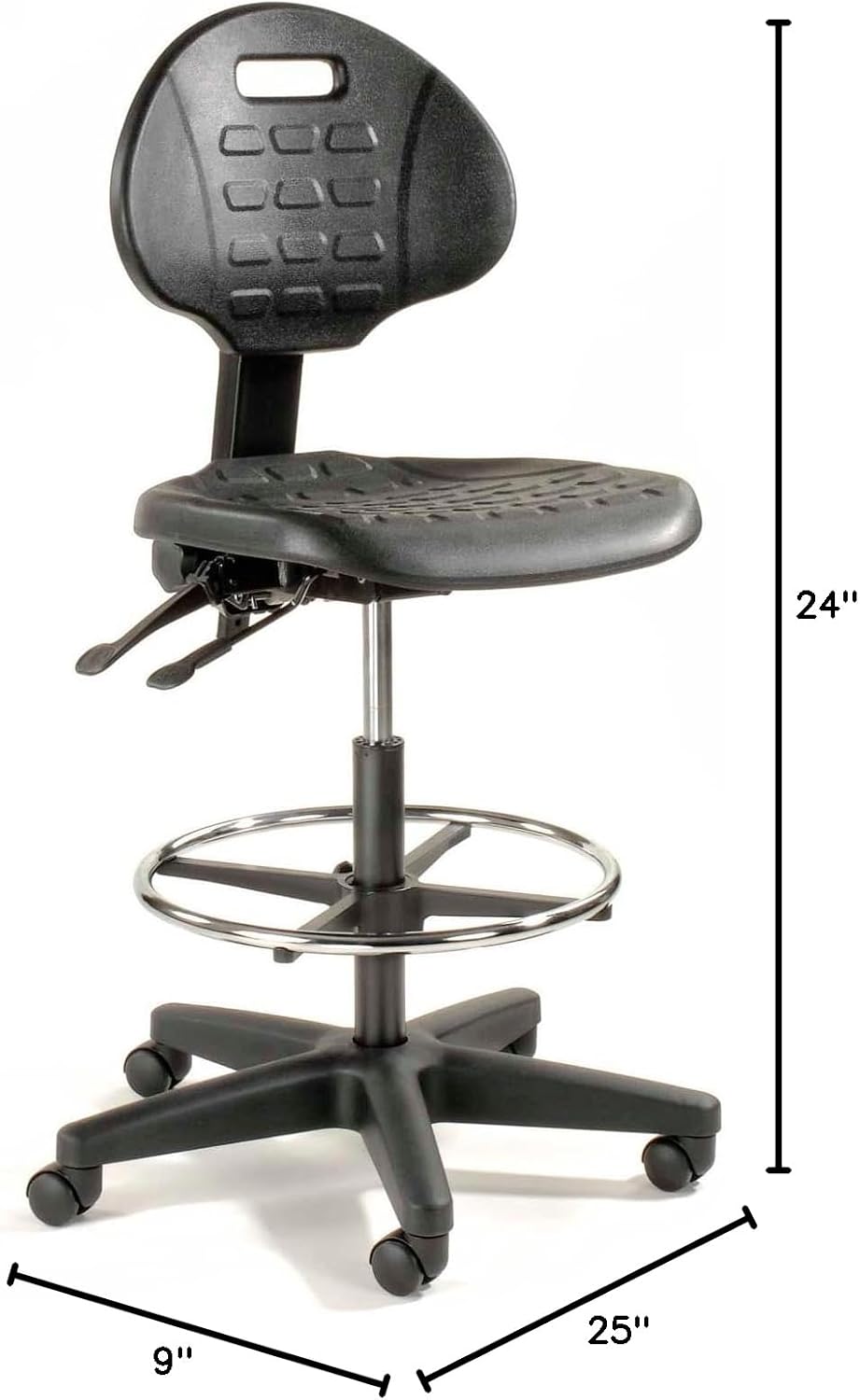 Global Industrial Interion 5-Way Adjustable Ergonomic Stool, Mid Back Home Of...