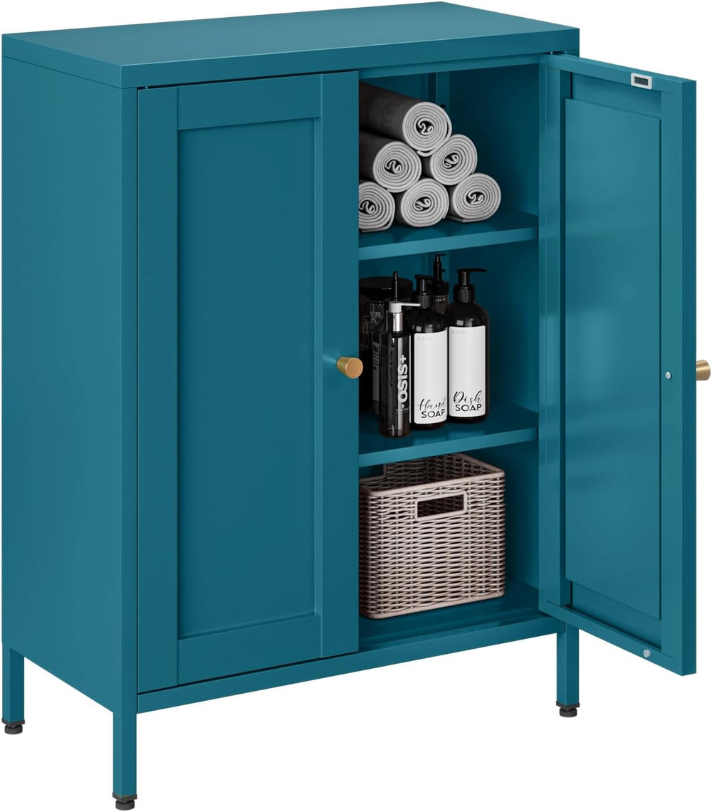Bevivog Bathroom Floor Storage Cabinet,Blue Metal Locker Storage Cabinet