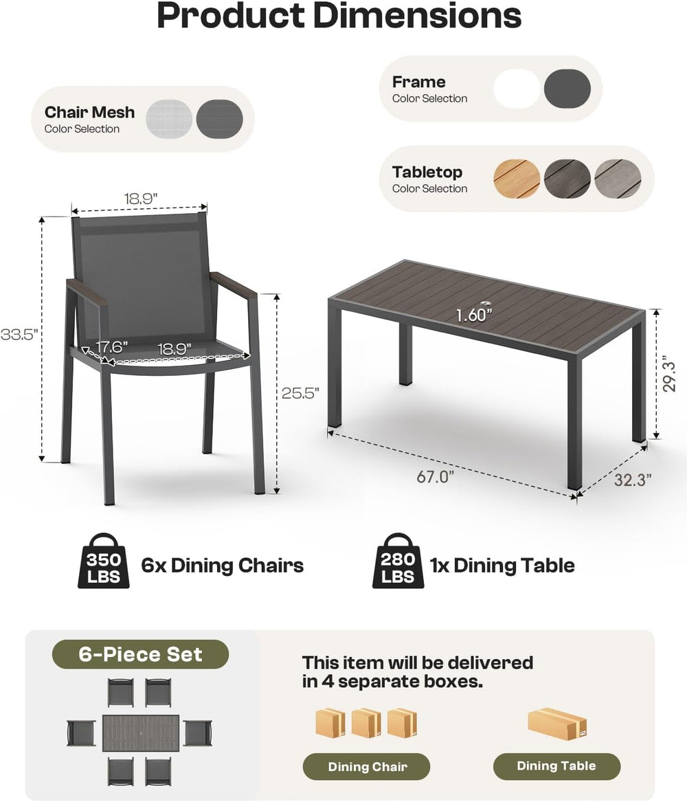 Outdoor Dining Chairs Set of 2, Aluminum Patio Armchairs, All Weather Patio D...
