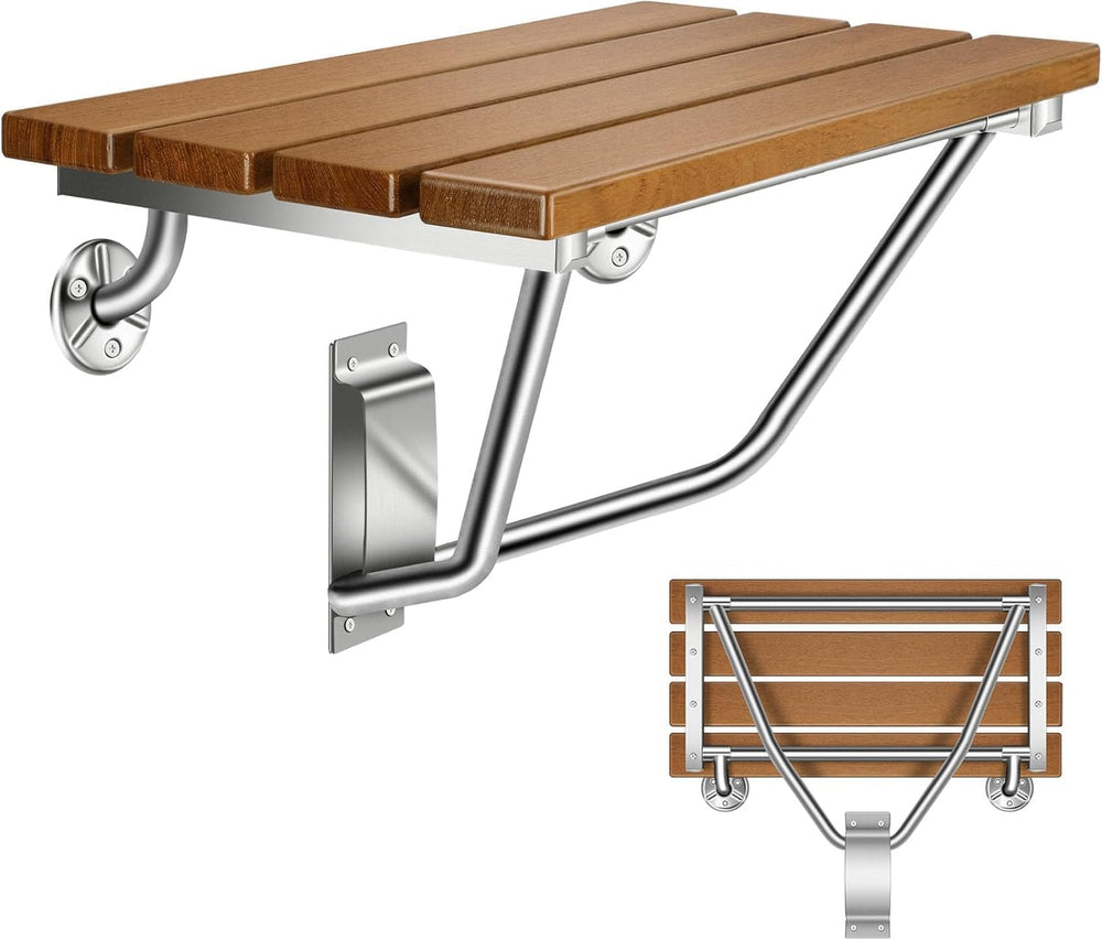 24'' Folding Shower Seat Wall Mounted, 500lb Load Capacity, Space-Saving