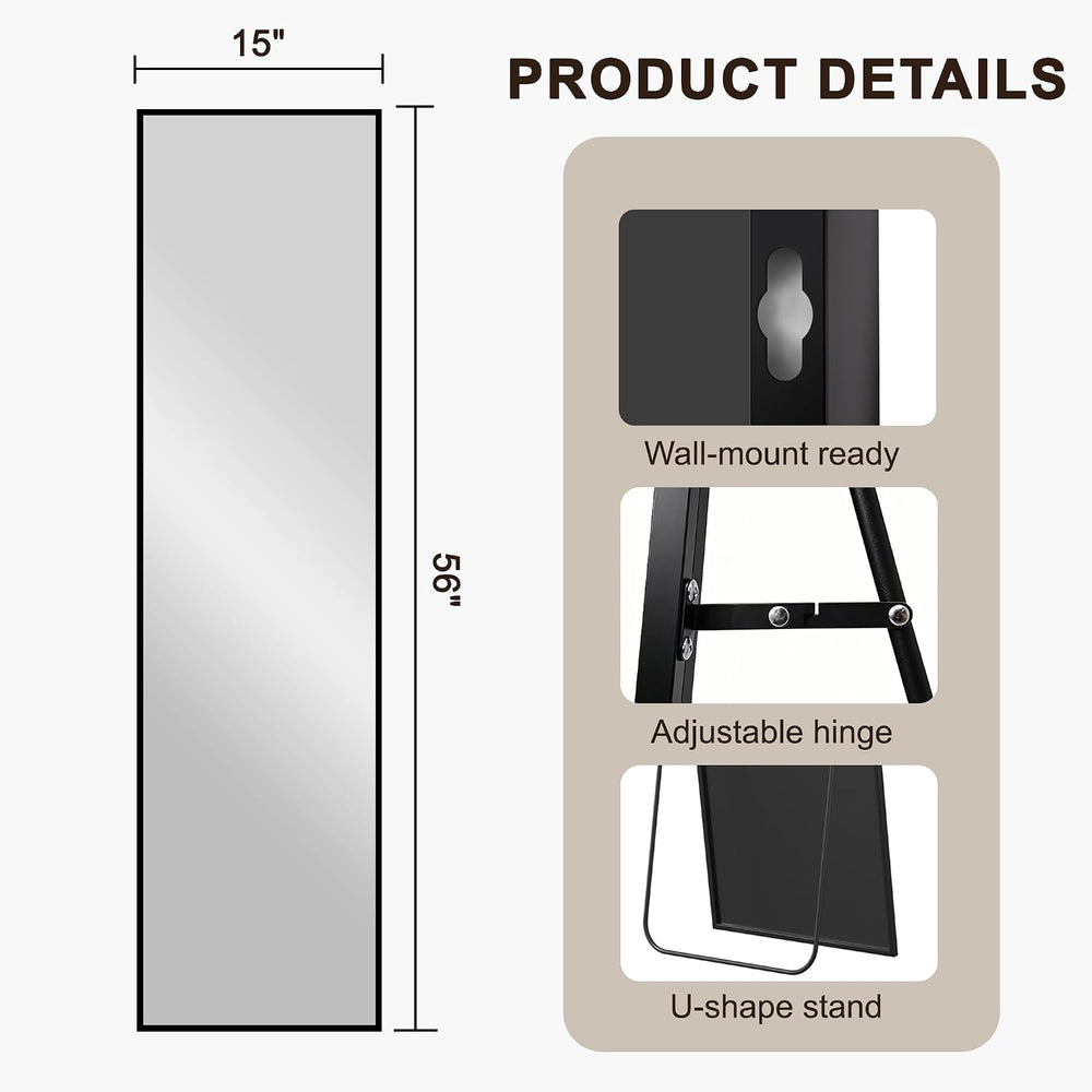 FICTOR Full Length Mirror with Stand, Floor Standing Mirror, 56"x15"...