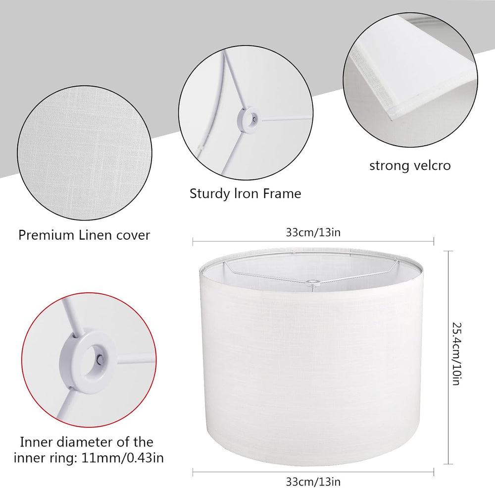 Drum Lamp shades Set of 2, White Line Lamp Shades for Table Lamps Floor Lamp,...