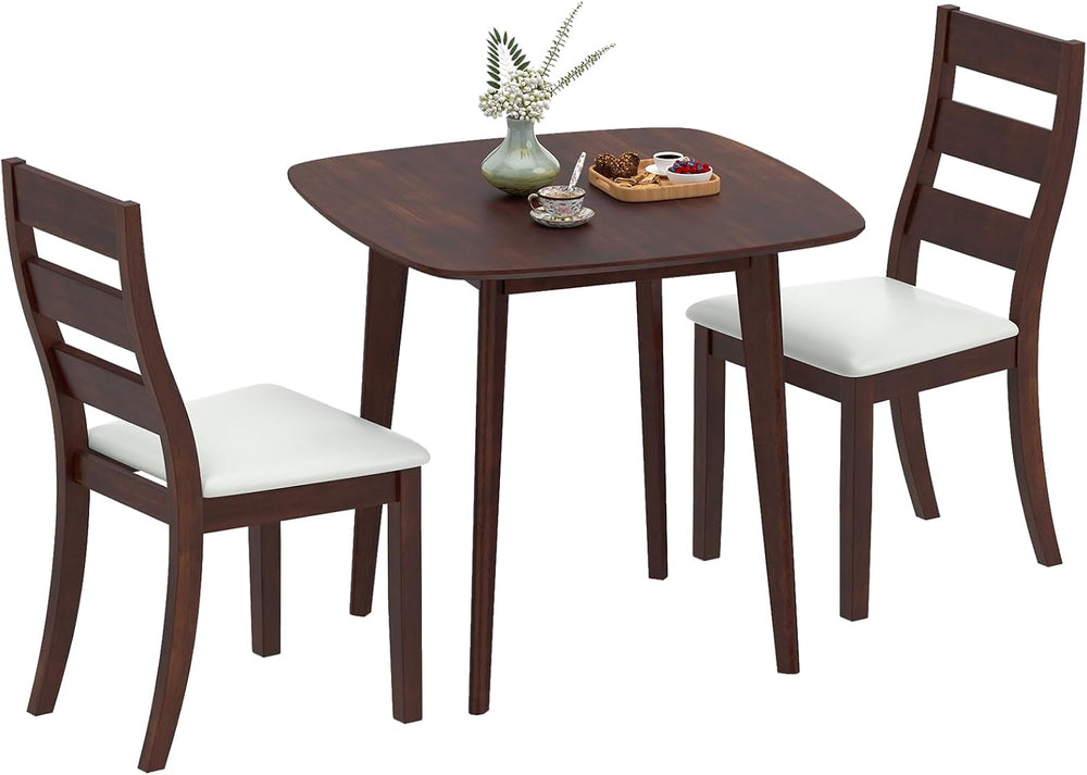 Tangkula Dining Square Table Set for 2, Kitchen Table & Chairs Set of 2