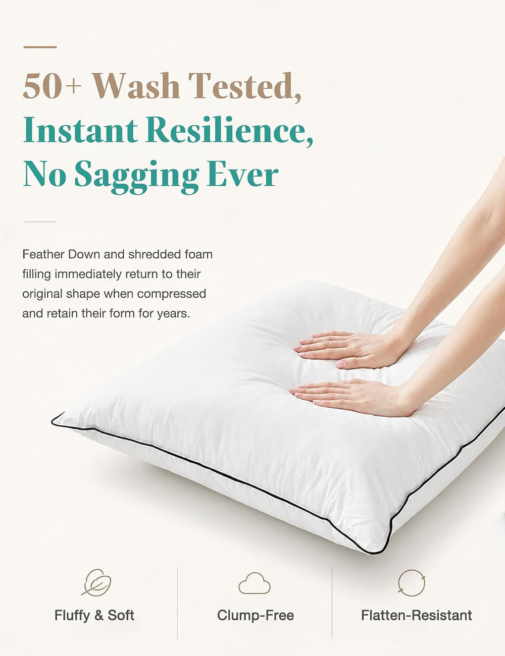 APSMILE Goose Feather Down Throw Pillow Inserts 16x16 Inch, Set of 2