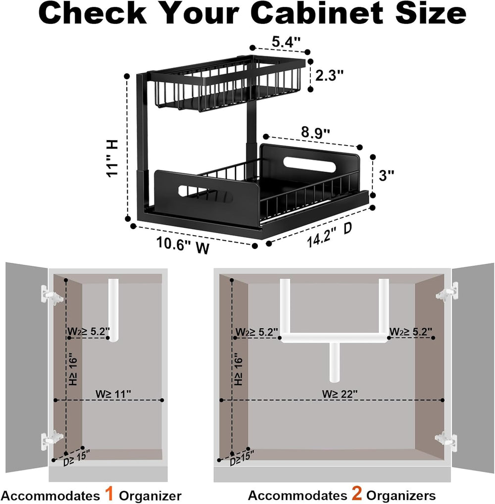 REALINN Under Sink Organizer, L-Shaped Pull Out Cabinet Organizer, Kitchen
