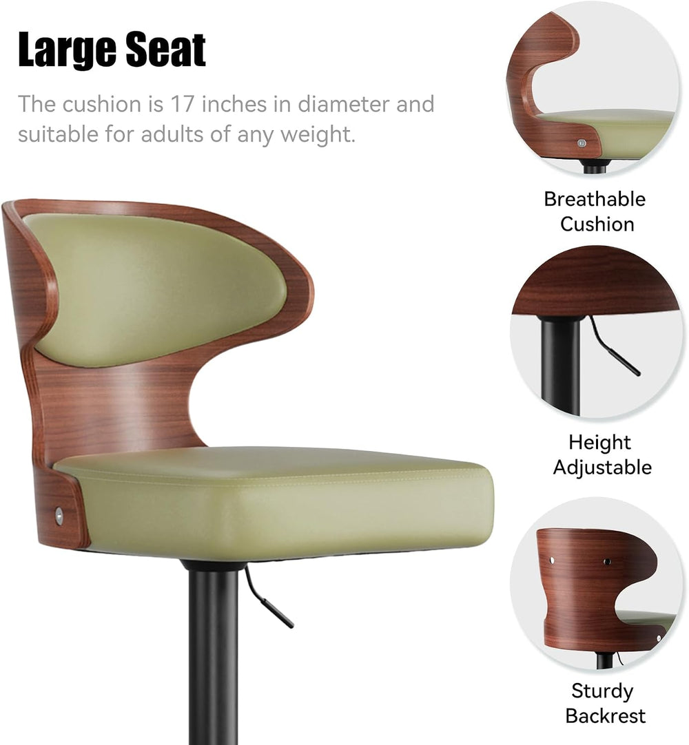 Swivel Bar Stools Set of 2,Adjustable Height Bentwood Barstools
