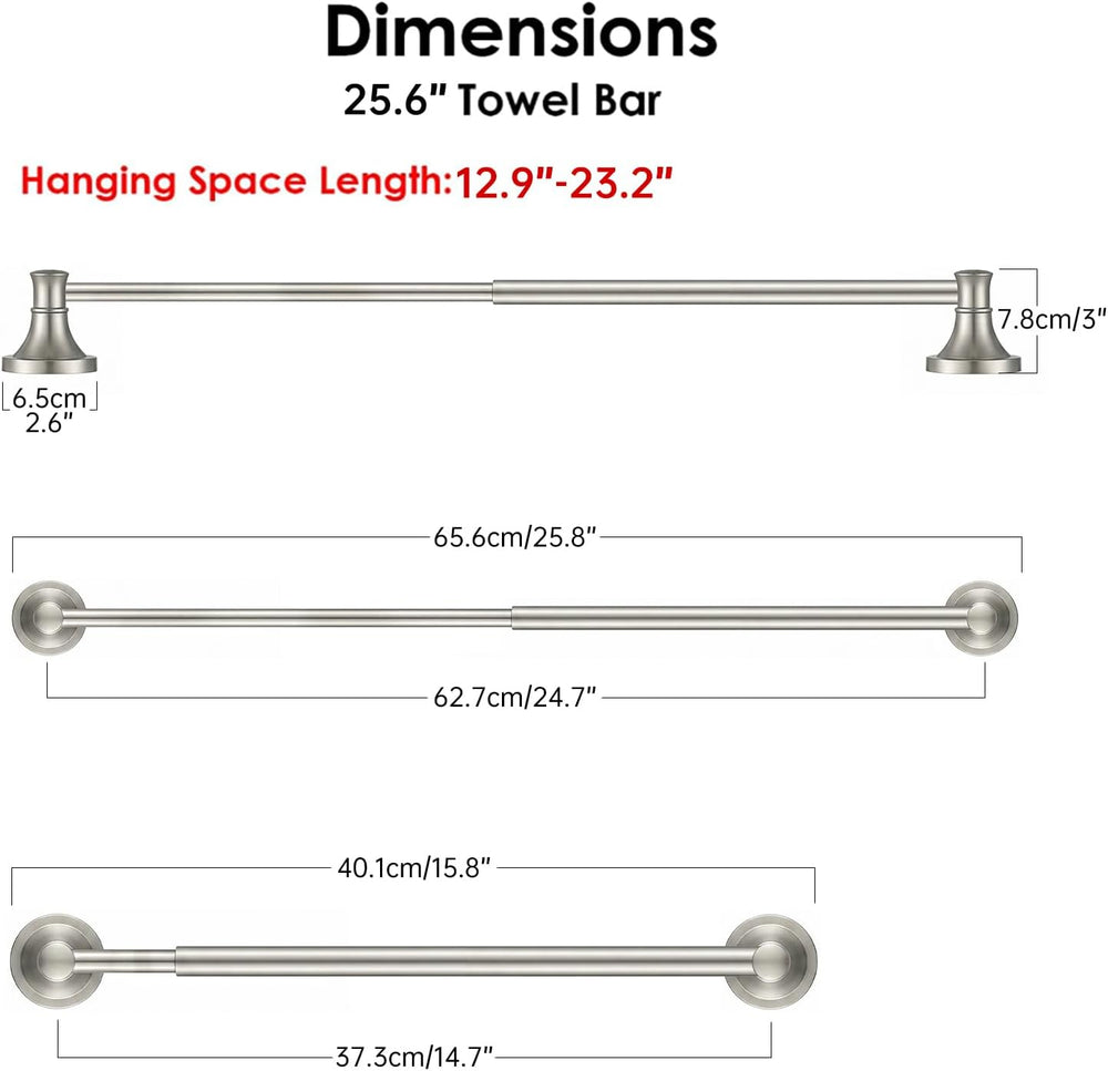 BESy Towel Racks for Bathroom Wall Mounted Bath Towel Bar Brushed Nickel