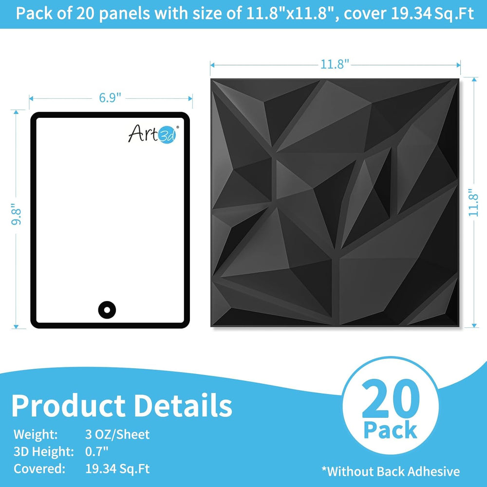 Art3d 20 Pack Decorative 3D Wall Panels for Interior Wall Decor Living Room, ...