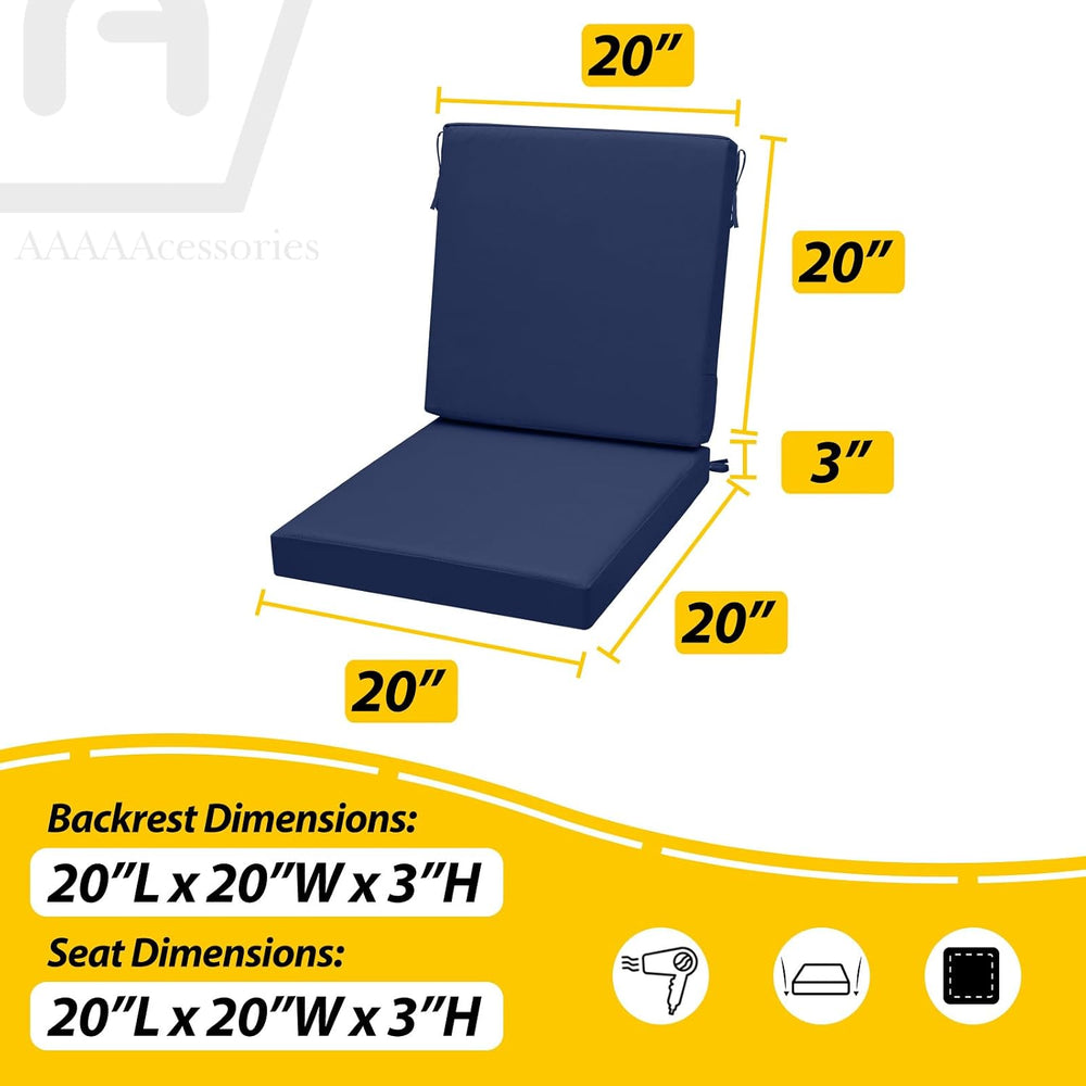 AAAAAcessories Outdoor Chair Cushions, 20 x 20 x 3 + 20 in, Set of 1