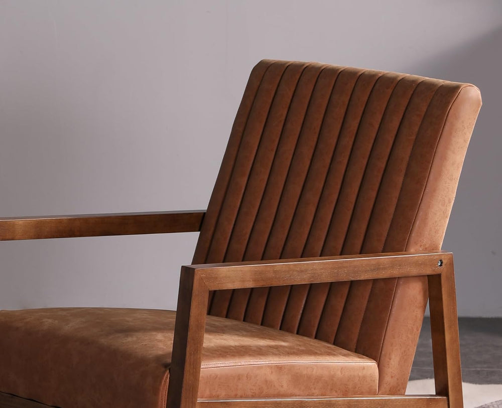 CIMOTA Leather Modern Rocking Chair Mid Century Armchair Upholstered Arm Chai...