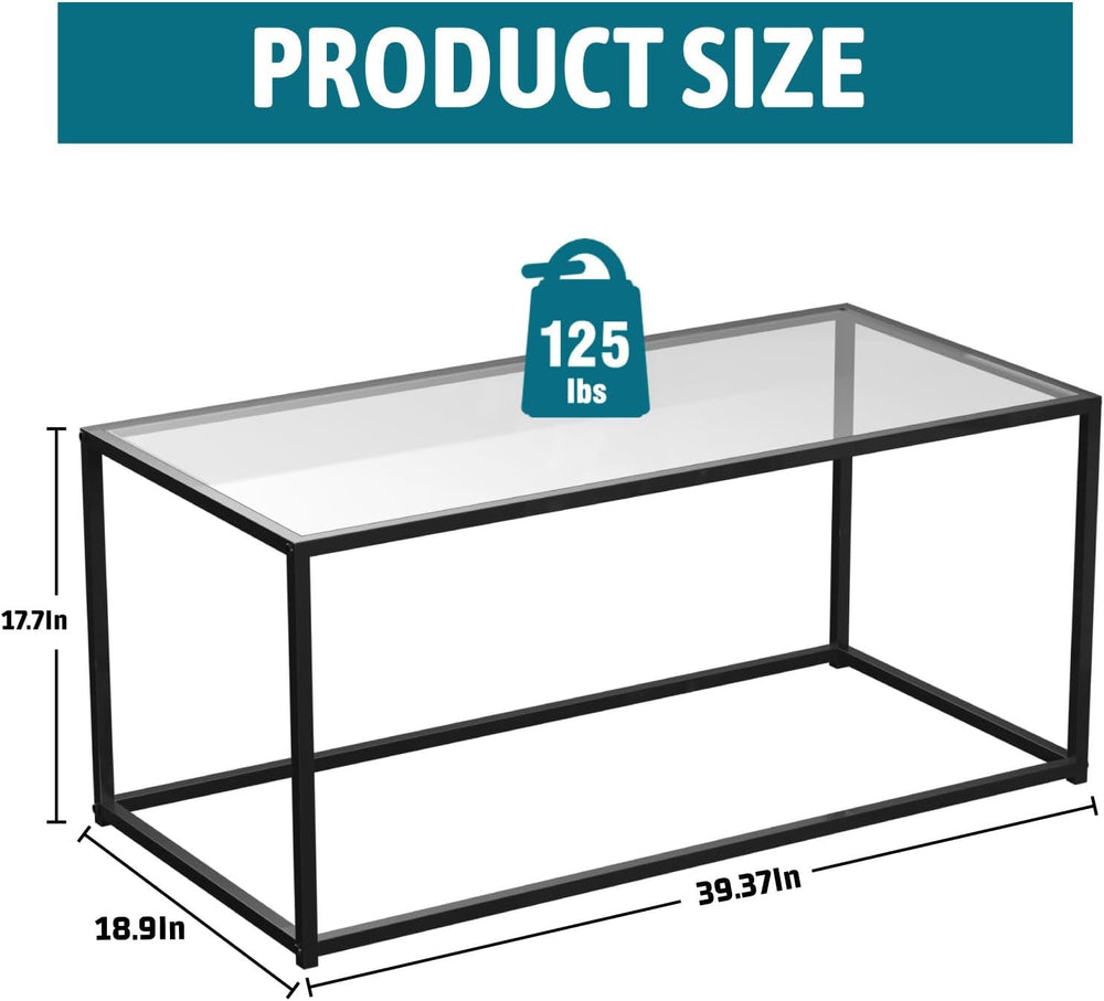 Glass Coffee Table Modern Center Table,Minimalist Coffee Table for Living Roo...