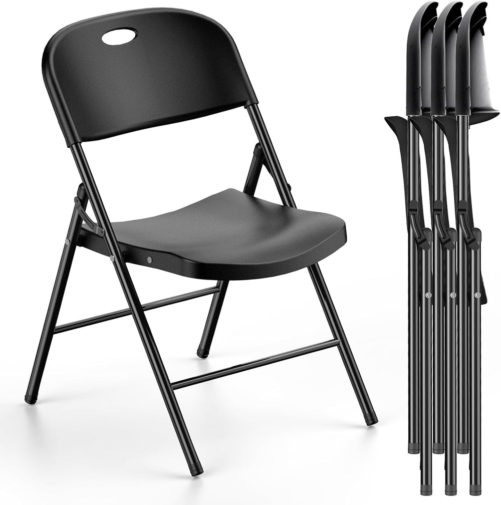 Nazhura 350 Weight Limit Heavy Duty Plastic Folding Chair with Reinforced Ste...