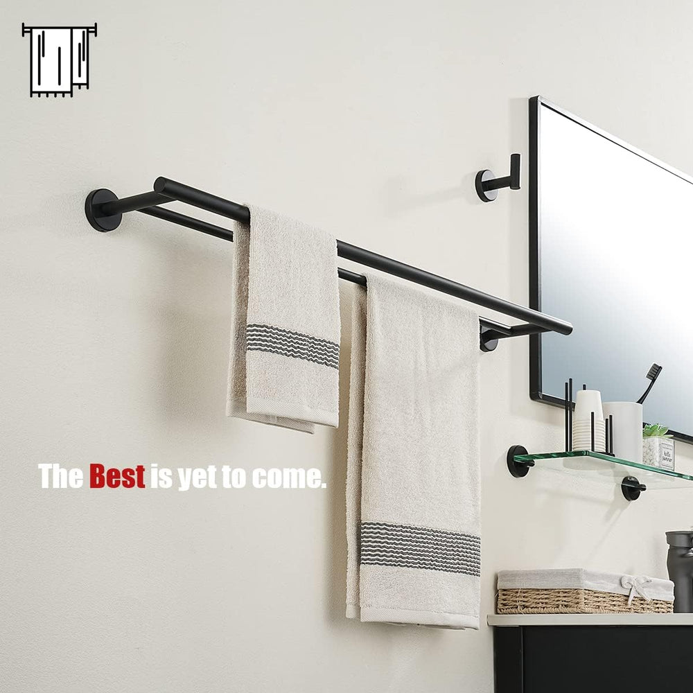 JQK Double Bath Towel Bar, Matte Black 33 Inch 304 Stainless Steel Thicken 0....