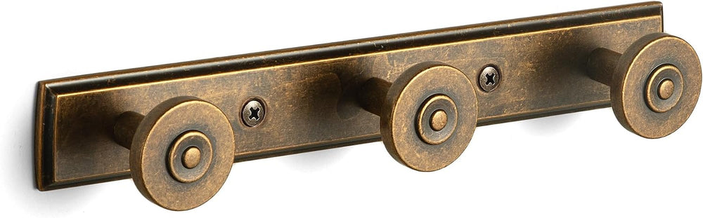 Coat Rack Wall Mounted, Antique Brass Zinc Alloy with 3 Hooks