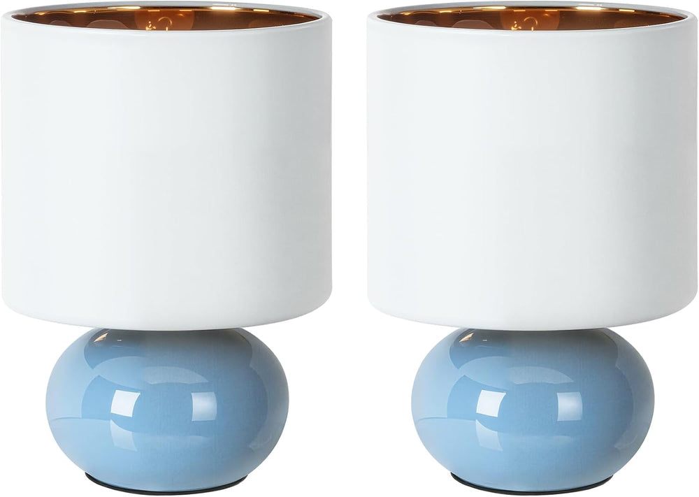 Hamucd Ceramic Table Lamps Set of 2, Modern Classic Bedside Lamps for Nightst...
