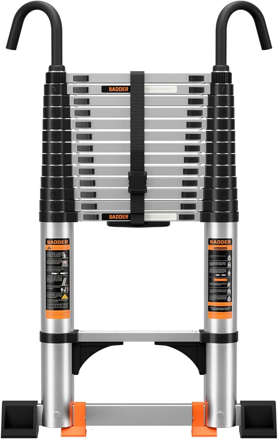 Telescoping Ladder,12.5FT Aluminum Extension Ladder,330lbs Max Capacity