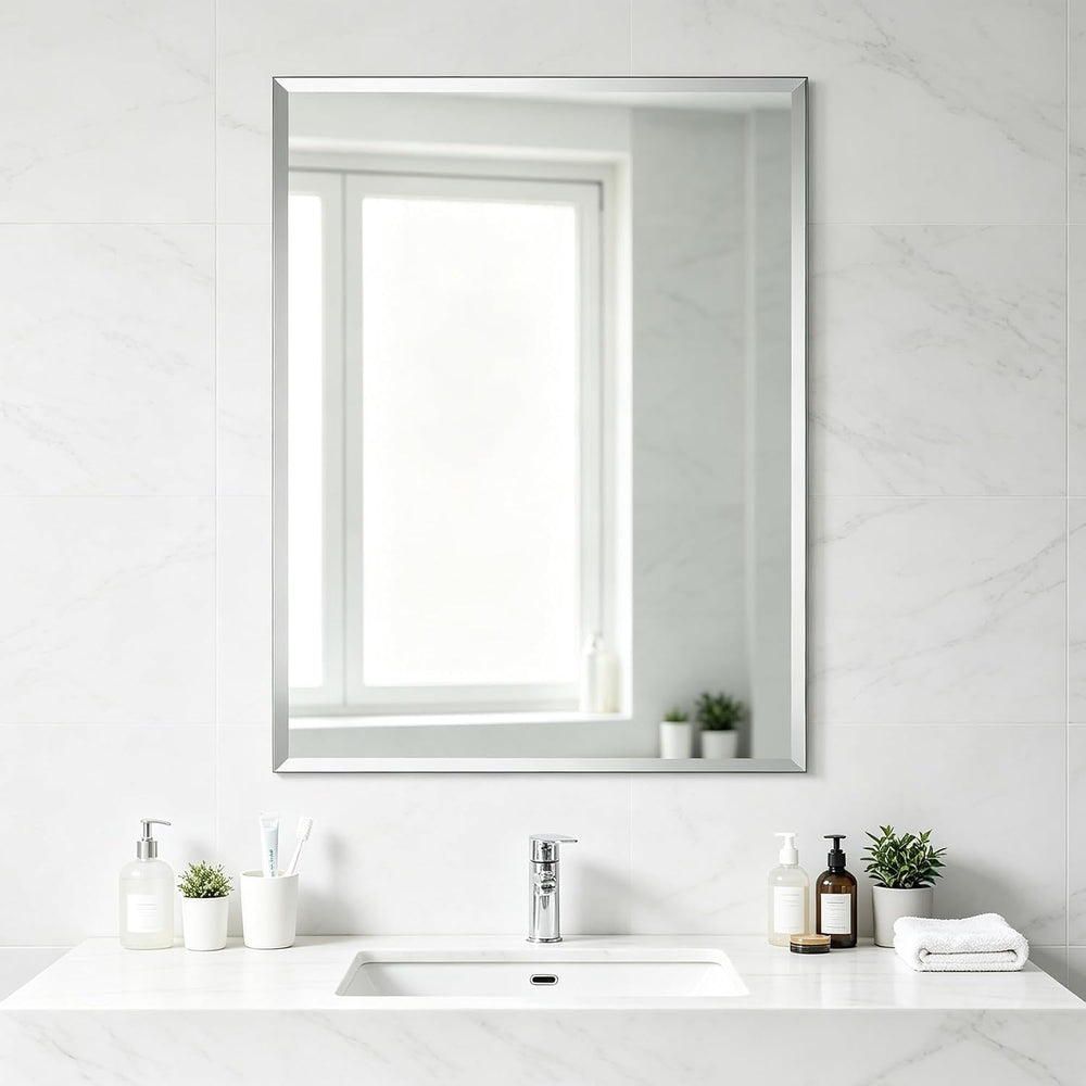 Bathroom Mirror for Over Sink 32" x 24" Frameless Beveled Edge Wall...