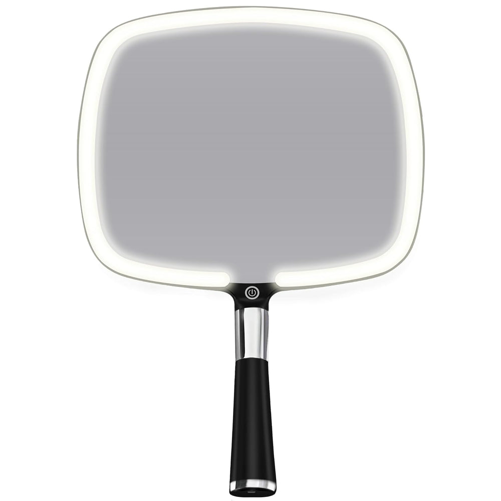 MIRRORVANA Lighted Travel Makeup Mirror, LED Handheld, 9" x 13" (Bl...