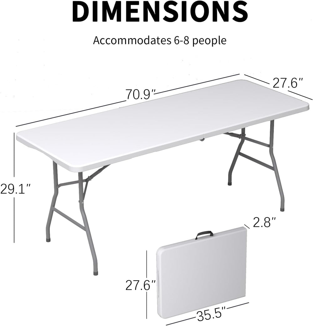 6FT Folding Tables, Heavy Duty Foldable Picnic Table 4 Pack
