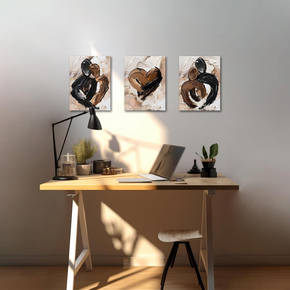 sechars Brown and Black Wall Decor Abstract Couple Modern Paintings Canvas Pr...
