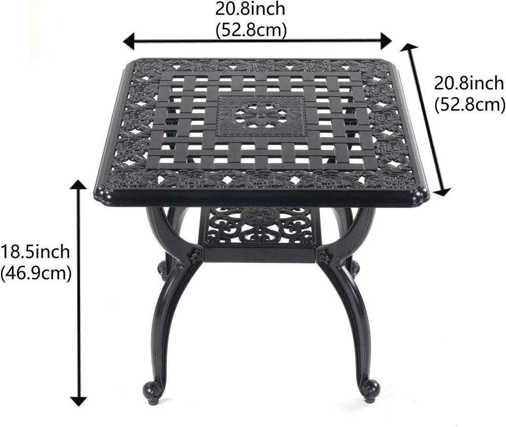 Mandolin Black Cast Aluminum Square Outdoor Patio Coffee End Table