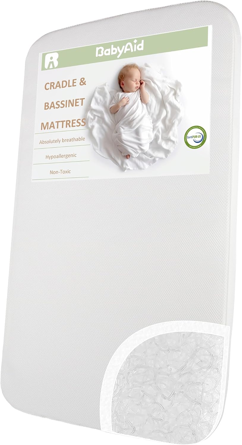Breathable 3D Airflow Fiber Bedside Bassinet Mattress Rectangle 33" x 20...
