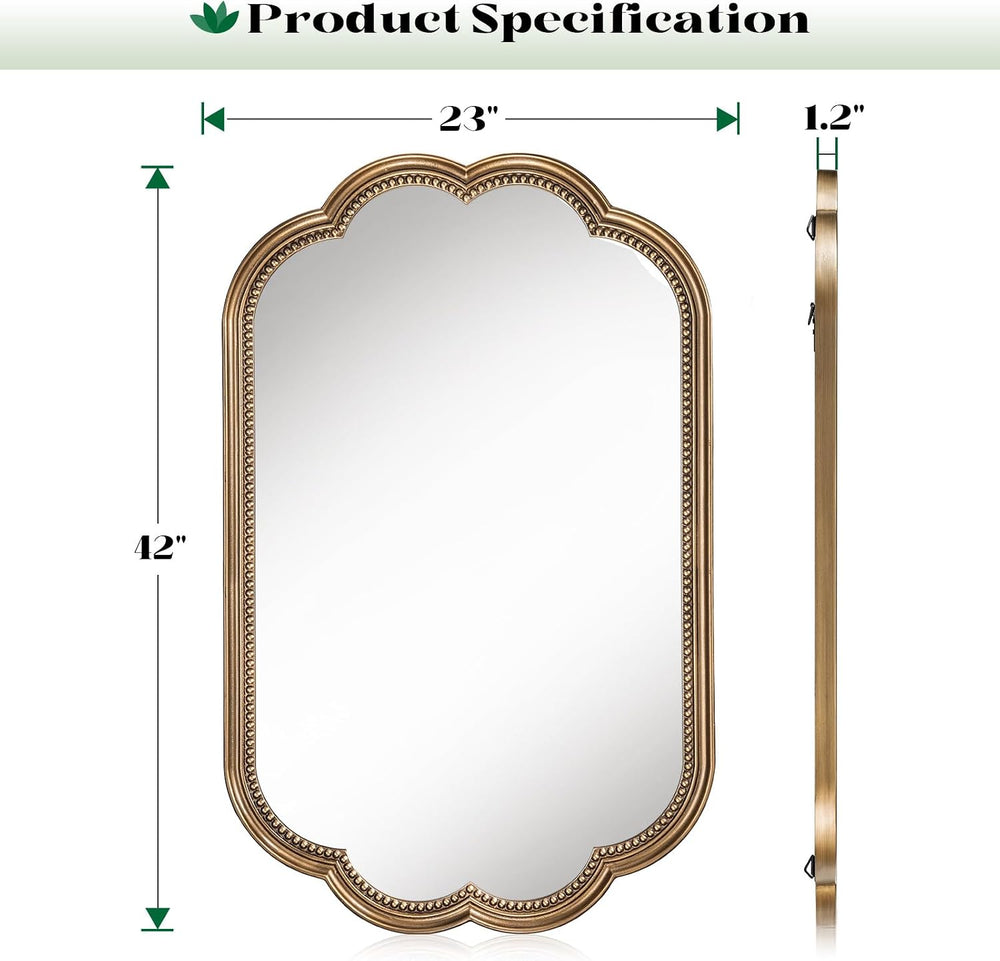 Scalloped Mirror for Bathroom, 23" x 42" Dining Room Mirrors for Wall