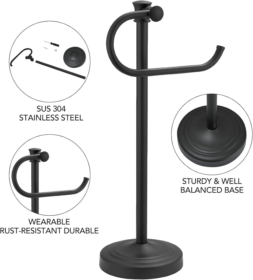 BESy Stand Hand Towel Holder, Countertop Towel Bar, Matte Black