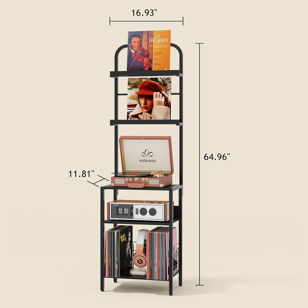 Homsorout Record Player Stand with Vinyl Storage - 5-Tier Turntable Table wit...