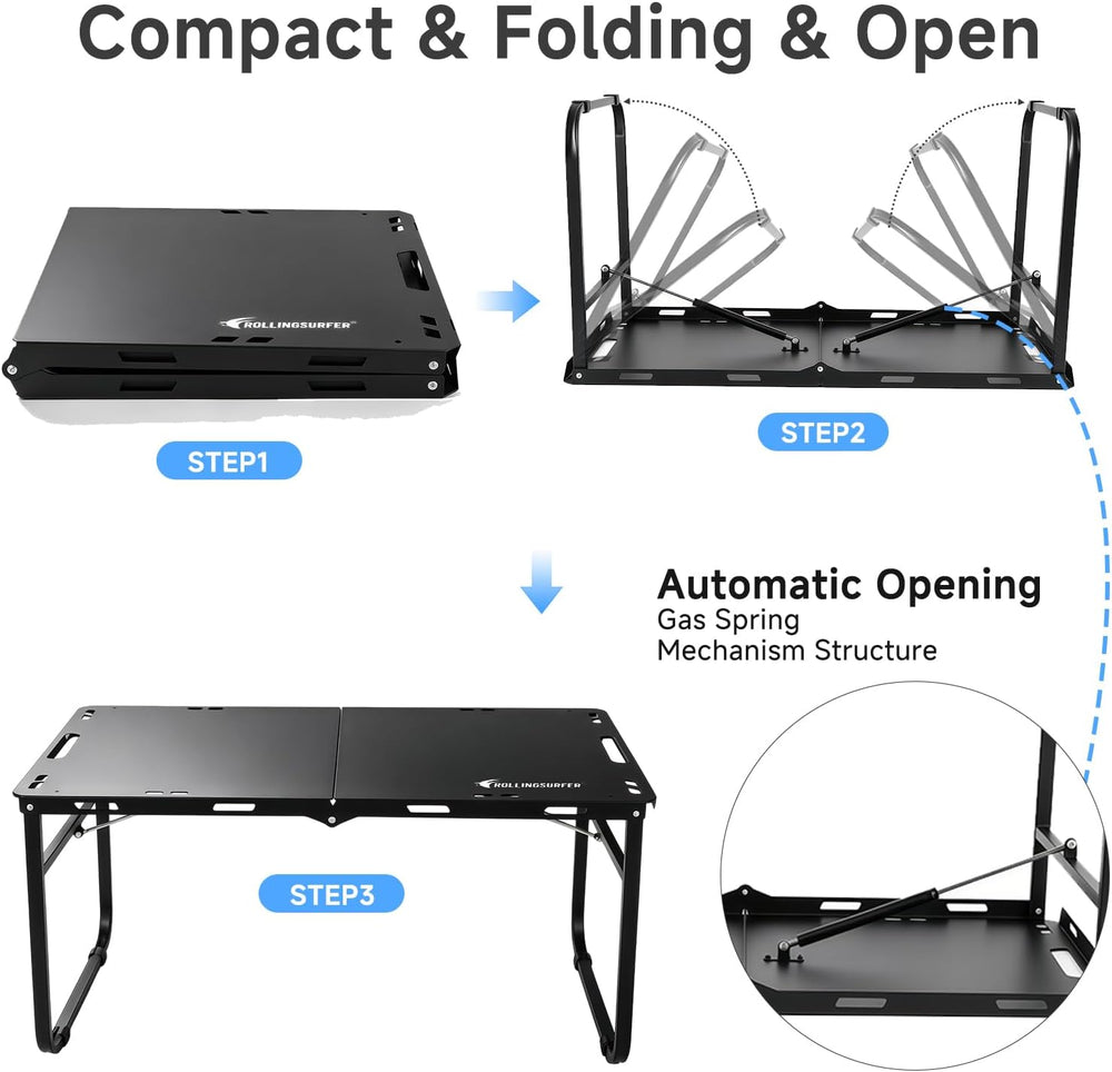 rollingsurfer Low Profile Camping Table, 17" H Coffee Table for Outdoor,...